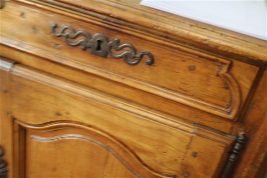 An 18th century French provincial walnut side cabinet, W.4ft 4in. D.2ft 2in. H.3ft 3in.